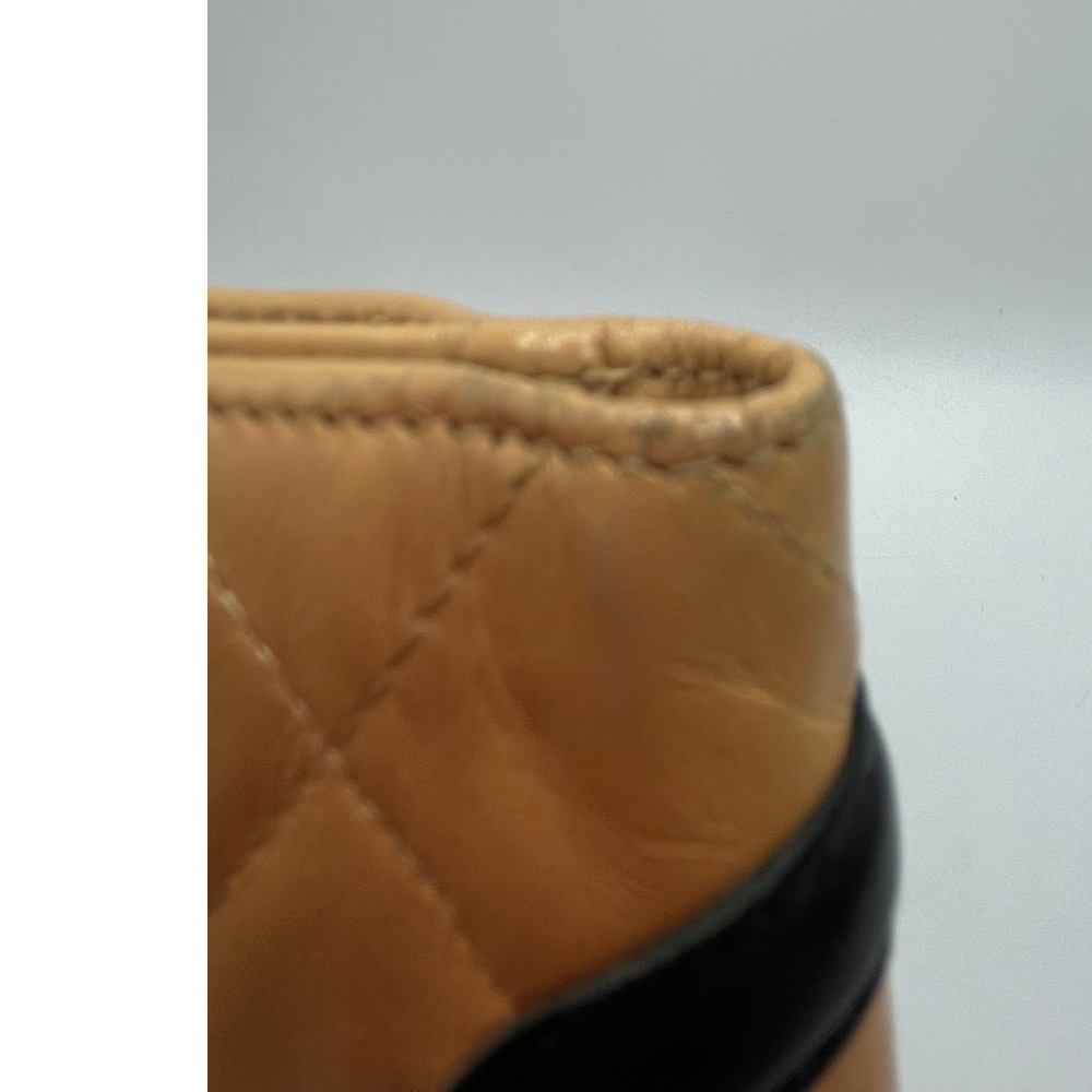 Chanel Cambon Ligne Compact Wallet Beige Quilted Lambskin Black CC Logo#842 - Picture 4 of 12